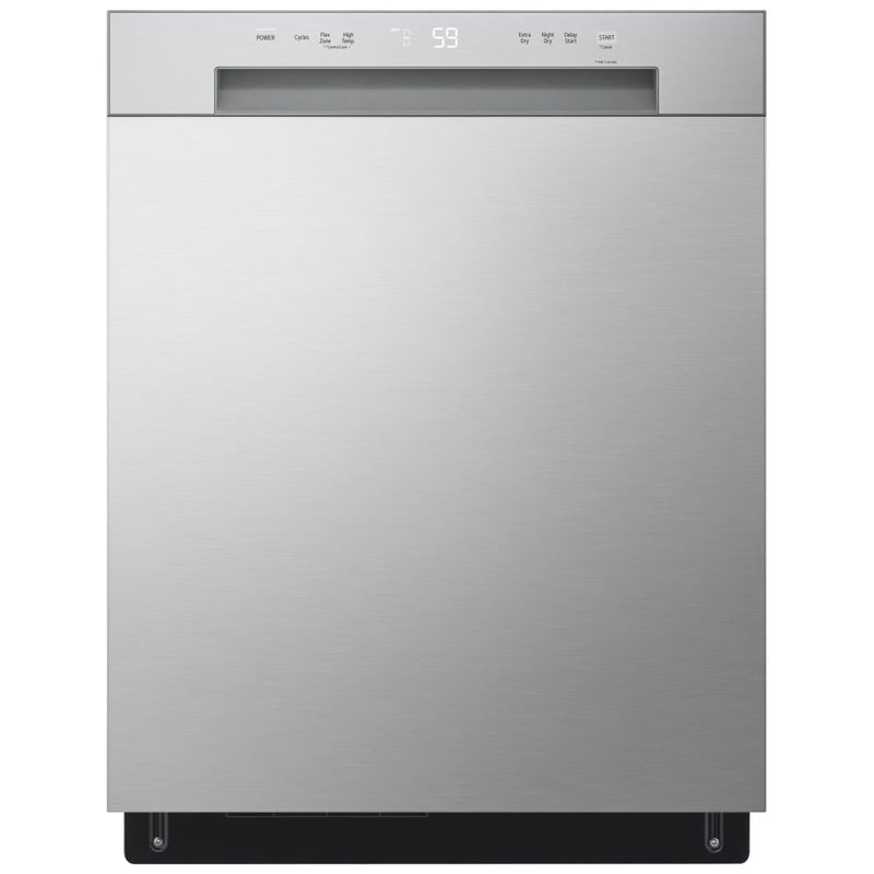 LG LDFC2423V Dishwasher, 24 inch Exterior Width, 52 dB Decibel Level, Full Console, Stainless Interior, 4 Wash Cycles, 15 Capacity (Place Settings), 2 Loading Racks, Platinum Silver Steel colour
