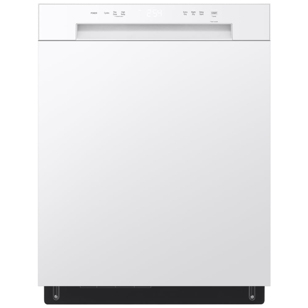 LG LDFC2423W Dishwasher, 24 inch Exterior Width, 52 dB Decibel Level, Full Console, Stainless Interior, 4 Wash Cycles, 15 Capacity (Place Settings), 2 Loading Racks, White colour