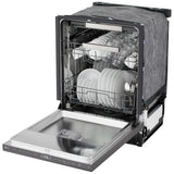 LG LDNPQ555D Dishwasher, 24 inch Exterior Width, 46 dB Decibel Level, Fully Integrated, Stainless Interior, 5 Wash Cycles, 16 Capacity (Place Settings), 3 Loading Racks, Wifi Enabled, Black Stainless Steel colour