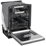 LG LDNPQ555D Dishwasher, 24 inch Exterior Width, 46 dB Decibel Level, Fully Integrated, Stainless Interior, 5 Wash Cycles, 16 Capacity (Place Settings), 3 Loading Racks, Wifi Enabled, Black Stainless Steel colour