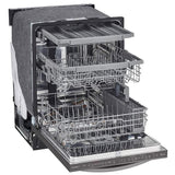 LG LDTS5552D Dishwasher, 24 inch Exterior Width, 46 dB Decibel Level, Fully Integrated, Stainless Interior, 9 Wash Cycles, 15 Capacity (Place Settings), 3 Loading Racks, Wifi Enabled, Black Stainless Steel colour