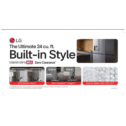 LG LF24Z6530S Bottom Freezer Counter Depth French Door Built In Refrigerator