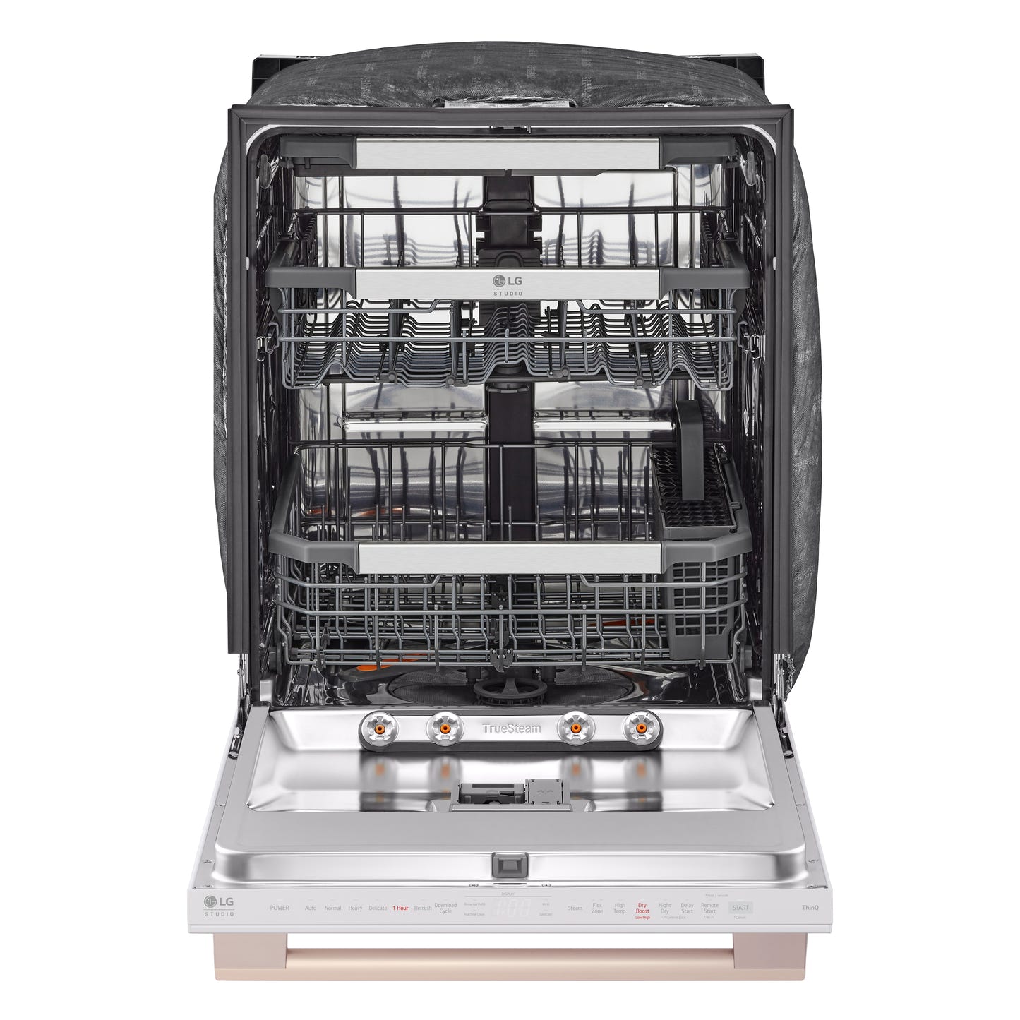 LG STUDIO 智能顶控洗碗机，配备 1 小时洗涤和烘干功能、QuadWash® Pro、TrueSteam® 和 Dynamic Heat Dry™ SDWB24W3
