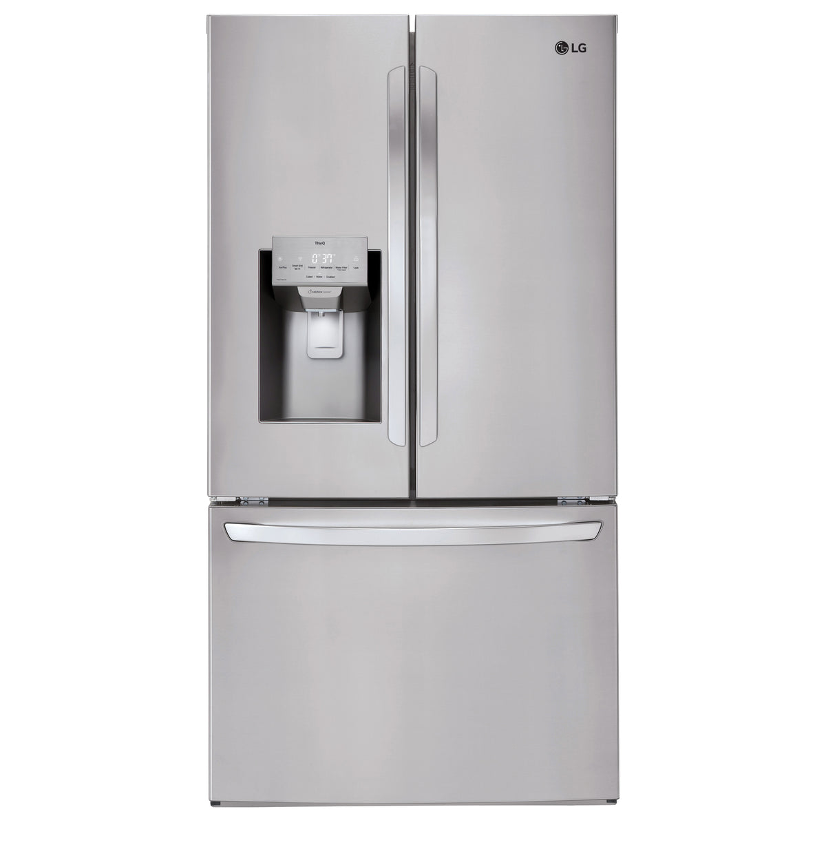 LG 28 cu. ft. French Door Refrigerator with Ice and Water Dispenser - LHFS28XBS front view