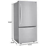 LG 33 Bottom Freezer Refrigerator with Ice Maker - LRDCS2603S