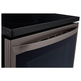 LG LREL6325D Electric Range, 6.3 cu. ft. Capacity, 30 inch Exterior Width, True Convection, 5 Burners, Storage Drawer, Air Fry, Self Clean, 3,200 W Highest Element, Black Stainless Steel colour