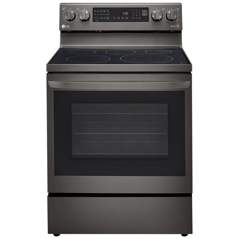 LG LREL6325D Electric Range, 6.3 cu. ft. Capacity, 30 inch Exterior Width, True Convection, 5 Burners, Storage Drawer, Air Fry, Self Clean, 3,200 W Highest Element, Black Stainless Steel colour