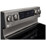LG LREL6325D Electric Range, 6.3 cu. ft. Capacity, 30 inch Exterior Width, True Convection, 5 Burners, Storage Drawer, Air Fry, Self Clean, 3,200 W Highest Element, Black Stainless Steel colour