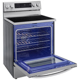 LG LREL6325F Electric Range, 6.3 cu. ft. Capacity, 30 inch Exterior Width, True Convection, 5 Burners, Storage Drawer, Yes, Self Clean, 3,200 W Highest Element, Stainless Steel colour
