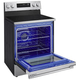 LG LREN6321VE Electric Range, 6.3 cu. ft. Capacity, 30 inch Exterior Width, True Convection, 4 Burners, Storage Drawer, Air Fry, Steam Clean, 3,200 W Highest Element, Stainless Steel colour, EasyClean®, Probake Convection®, SmartDiagnosis™, ThinQ®