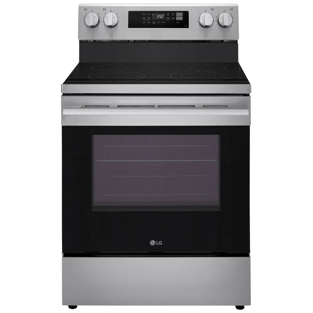 LG LREN6321VE Electric Range, 6.3 cu. ft. Capacity, 30 inch Exterior Width, True Convection, 4 Burners, Storage Drawer, Air Fry, Steam Clean, 3,200 W Highest Element, Stainless Steel colour, EasyClean®, Probake Convection®, SmartDiagnosis™, ThinQ®