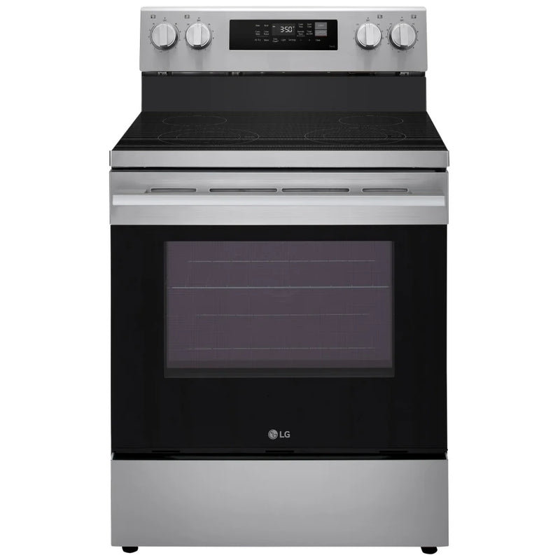 LG LREN6321VE Electric Range, 6.3 cu. ft. Capacity, 30 inch Exterior Width, True Convection, 4 Burners, Storage Drawer, Air Fry, Steam Clean, 3,200 W Highest Element, Stainless Steel colour, EasyClean®, Probake Convection®, SmartDiagnosis™, ThinQ®