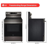 LG LREN6323ZE Electric Range, 6.3 cu. ft. Capacity, 30 inch Exterior Width, Convection, 5 Burners, Storage Drawer, Air Fry, Self Clean, 3,200 W Highest Element, Black Stainless Steel colour