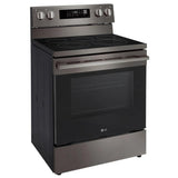 LG LREN6323ZE Electric Range, 6.3 cu. ft. Capacity, 30 inch Exterior Width, Convection, 5 Burners, Storage Drawer, Air Fry, Self Clean, 3,200 W Highest Element, Black Stainless Steel colour