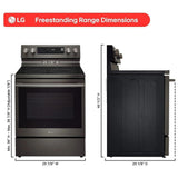 LG LREN6325ZE Electric Range, 6.3 cu. ft. Capacity, 30 inch Exterior Width, Convection, 5 Burners, Storage Drawer, Air Fry, Self Clean, 3,200 W Highest Element, Black Stainless Steel colour