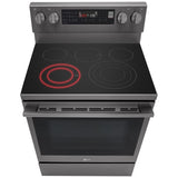 LG LREN6325ZE Electric Range, 6.3 cu. ft. Capacity, 30 inch Exterior Width, Convection, 5 Burners, Storage Drawer, Air Fry, Self Clean, 3,200 W Highest Element, Black Stainless Steel colour