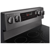 LG LREN6325ZE Electric Range, 6.3 cu. ft. Capacity, 30 inch Exterior Width, Convection, 5 Burners, Storage Drawer, Air Fry, Self Clean, 3,200 W Highest Element, Black Stainless Steel colour