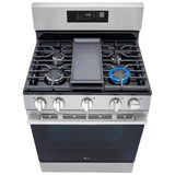 LG LRGN6323Y Gas Range, 6.3 cu. ft. Capacity, 30 inch Exterior Width, Self Clean, Convection, 5 Burners, Storage Drawer, Air Fry, 20,000 BTU Highest Burner, Stainless Steel colour