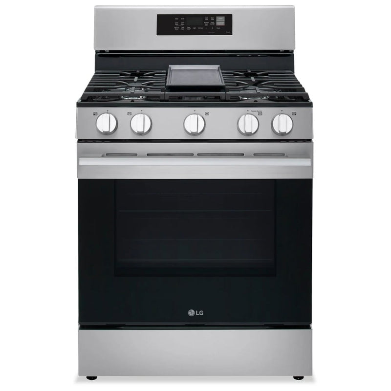 LG LRGN6323Y Gas Range, 6.3 cu. ft. Capacity, 30 inch Exterior Width, Self Clean, Convection, 5 Burners, Storage Drawer, Air Fry, 20,000 BTU Highest Burner, Stainless Steel colour