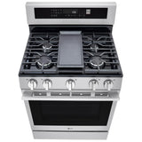 LG LRGN6325X Gas Range, 6.3 cu. ft. Capacity, 30 inch Exterior Width, Self Clean, Convection, 5 Burners, Storage Drawer, Air Fry, 20,000 BTU Highest Burner, Stainless Steel colour