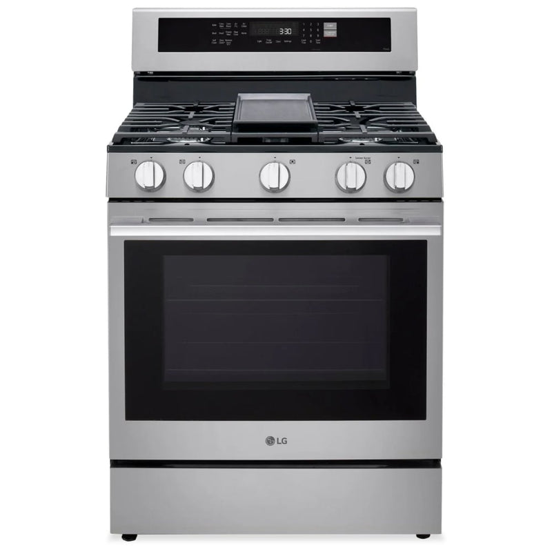 LG LRGN6325X Gas Range, 6.3 cu. ft. Capacity, 30 inch Exterior Width, Self Clean, Convection, 5 Burners, Storage Drawer, Air Fry, 20,000 BTU Highest Burner, Stainless Steel colour
