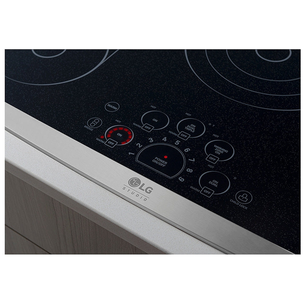 LG Studio 30" Electric Cooktop with Warming Zone and SmoothTouch LSCE305ST