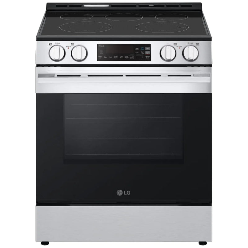 LG LSEL6331XE Electric Range, 6.3 cu. ft. Capacity, 30 inch Exterior Width, 5 Burners, Storage Drawer, Steam & Self Clean, 3,200 W Highest Element, Stainless Steel colour, EasyClean®, PrintProof® Stainless Steel, SmartDiagnosis™, SmoothTouch®, ThinQ Care™
