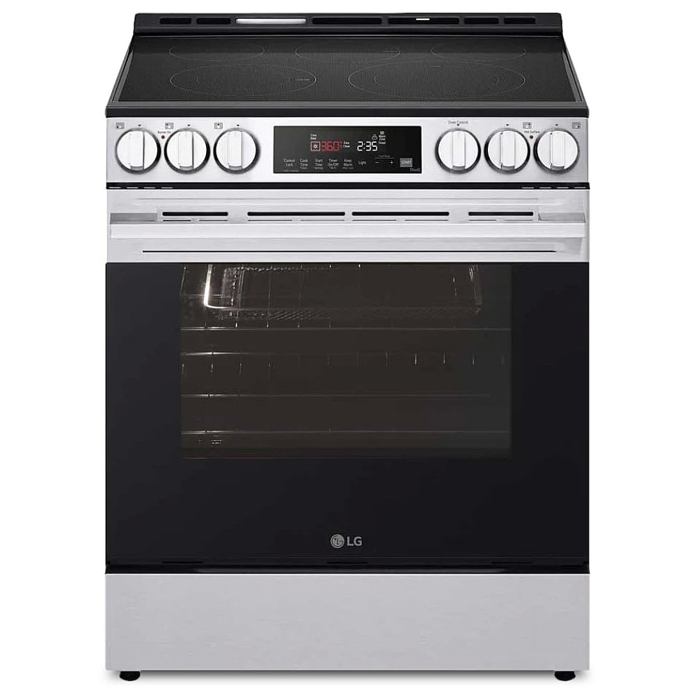 LG LSEL6333XE Electric Range, 6.3 cu. ft. Capacity, 30 inch Exterior Width, Convection, 5 Burners, Storage Drawer, Air Fry, Self Clean, 3,200 W Highest Element, Stainless Steel colour