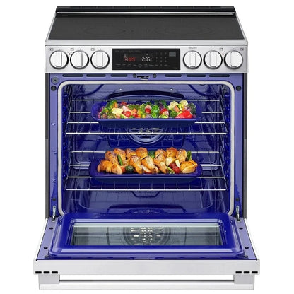 LG LSEL6335XE Electric Range, 6.3 cu. ft. Capacity, 30 inch Exterior Width, Convection, 5 Burners, Storage Drawer, Air Fry, Self Clean, 3,200 Watts Highest Burner Element, Stainless Steel colour