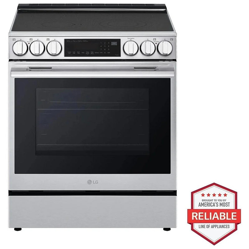 LG LSEL6335XE Electric Range, 6.3 cu. ft. Capacity, 30 inch Exterior Width, Convection, 5 Burners, Storage Drawer, Air Fry, Self Clean, 3,200 W Highest Element, Stainless Steel colour