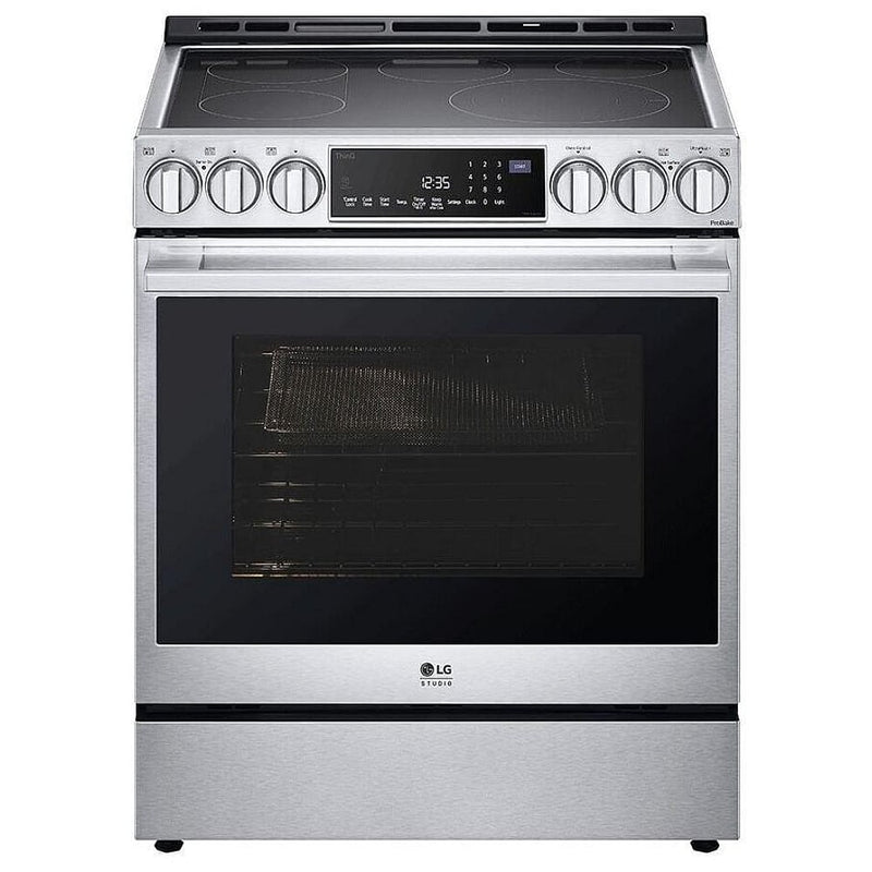 LG Studio LSES6338F Electric Range, 6.3 cu. ft. Capacity, 30 inch Exterior Width, True Convection, 5 Burners, Storage Drawer, Yes, Self Clean, 3,600 W Highest Element, Stainless Steel colour