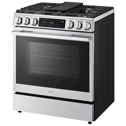 LG LSGL6335X 燃气灶，6.3 立方英尺容量，30 英寸外部宽度，自清洁，对流，5 个燃烧器，储物抽屉，空气炸锅，20,000 BTU