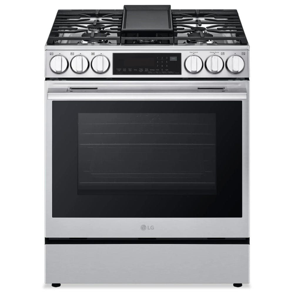LG LSGL6335X Gas Range, 6.3 cu. ft. Capacity, 30 inch Exterior Width, Self Clean, Convection, 5 Burners, Storage Drawer, Air Fry, 20,000 BTU