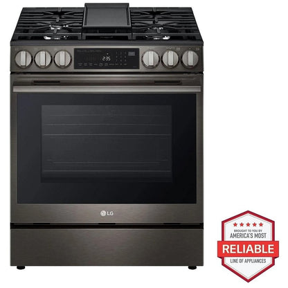 LG LSGL6335Z Gas Range, 6.3 cu. ft. Capacity, 30 inch Exterior Width, Self Clean, Convection, 5 Burners, Storage Drawer, Air Fry