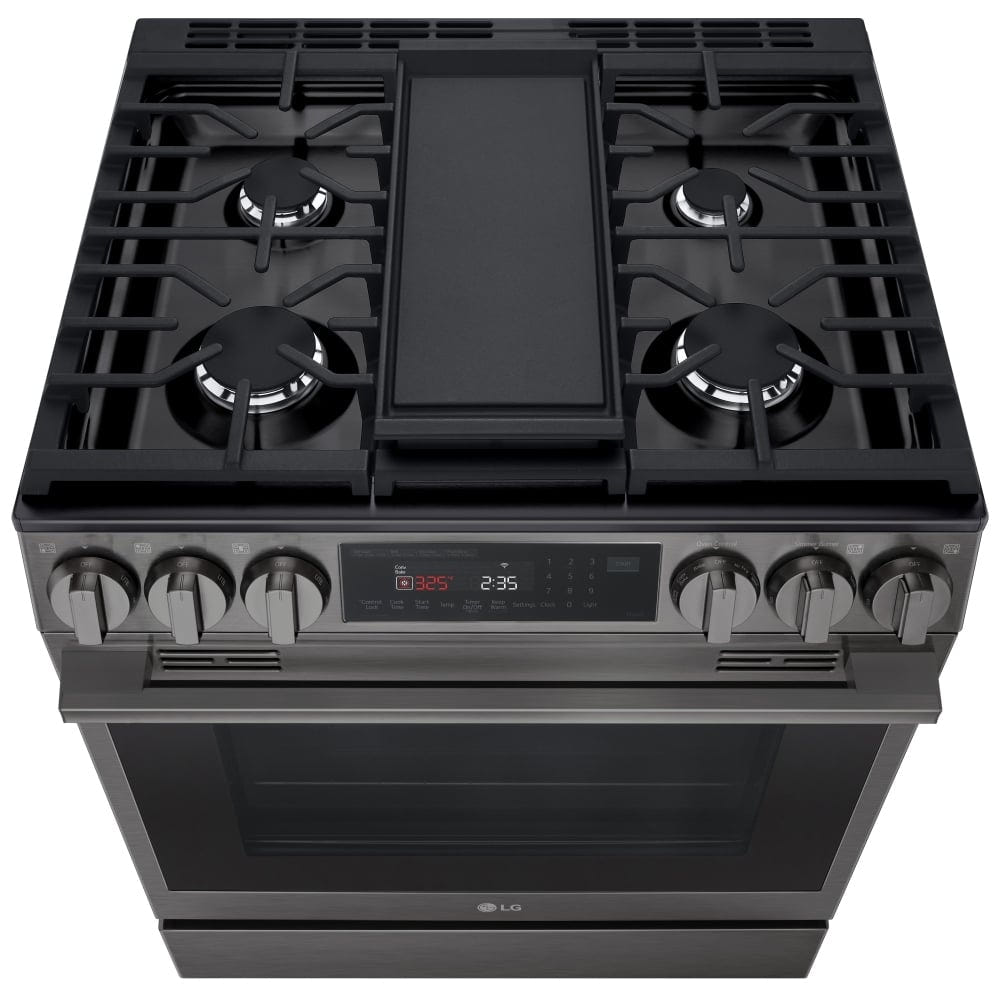 LG LSGL6335Z Gas Range, 6.3 cu. ft. Capacity, 30 inch Exterior Width, Self Clean, Convection, 5 Burners, Storage Drawer, Air Fry