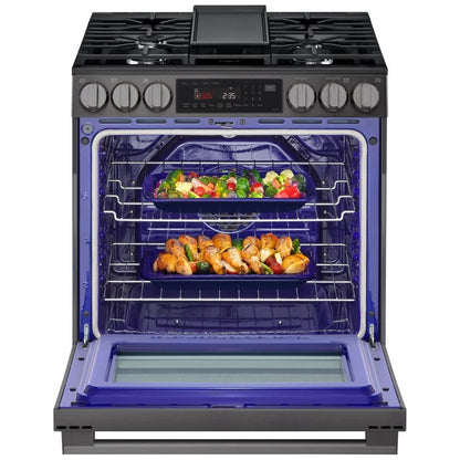 LG LSGL6335Z Gas Range, 6.3 cu. ft. Capacity, 30 inch Exterior Width, Self Clean, Convection, 5 Burners, Storage Drawer, Air Fry