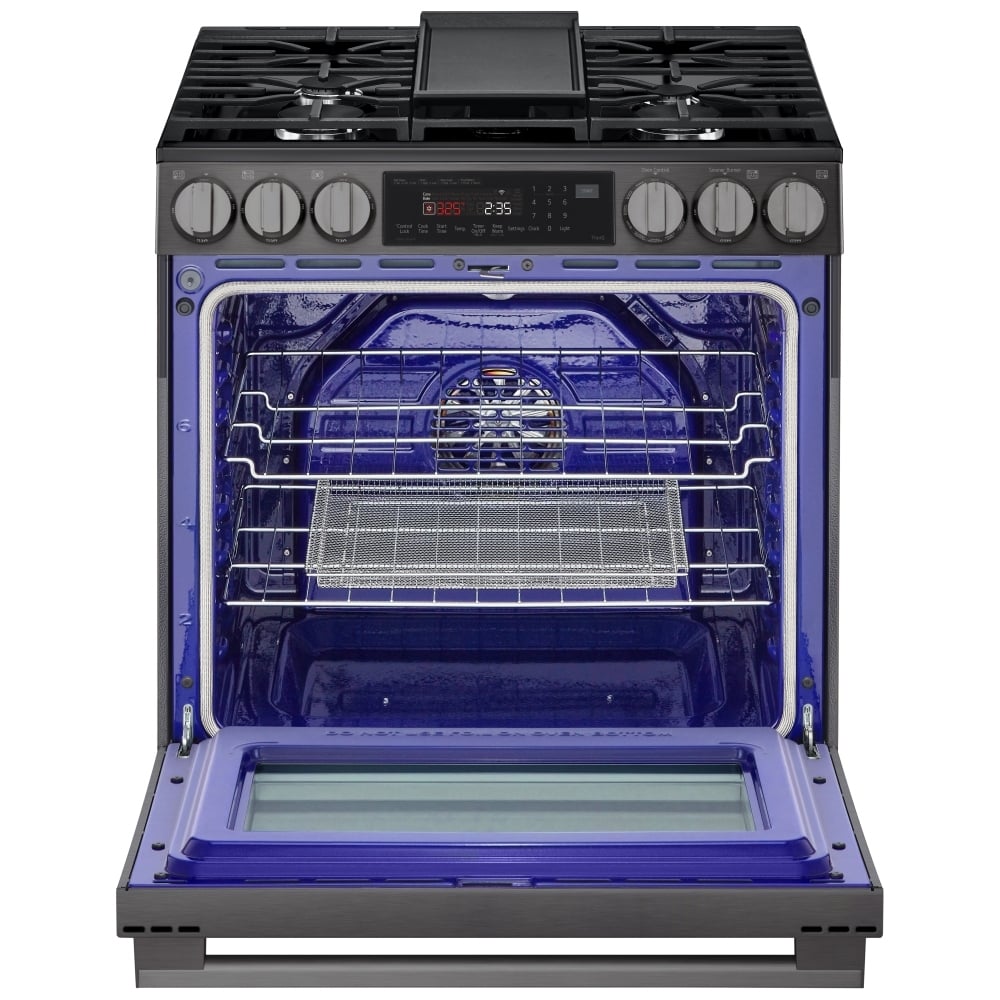 LG LSGL6335Z Gas Range, 6.3 cu. ft. Capacity, 30 inch Exterior Width, Self Clean, Convection, 5 Burners, Storage Drawer, Air Fry
