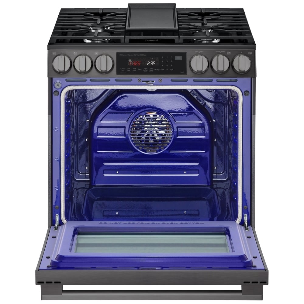 LG LSGL6335Z Gas Range, 6.3 cu. ft. Capacity, 30 inch Exterior Width, Self Clean, Convection, 5 Burners, Storage Drawer, Air Fry