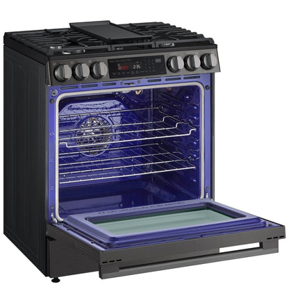LG LSGL6335Z Gas Range, 6.3 cu. ft. Capacity, 30 inch Exterior Width, Self Clean, Convection, 5 Burners, Storage Drawer, Air Fry
