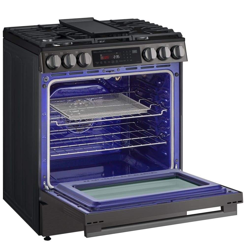 LG LSGL6335Z Gas Range, 6.3 cu. ft. Capacity, 30 inch Exterior Width, Self Clean, Convection, 5 Burners, Storage Drawer, Air Fry