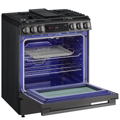 LG LSGL6335Z Gas Range, 6.3 cu. ft. Capacity, 30 inch Exterior Width, Self Clean, Convection, 5 Burners, Storage Drawer, Air Fry