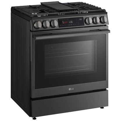 LG LSGL6335Z Gas Range, 6.3 cu. ft. Capacity, 30 inch Exterior Width, Self Clean, Convection, 5 Burners, Storage Drawer, Air Fry