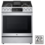 LG Studio LSGS6338F Gas Range, 6.3 cu. ft. Capacity, 30 inch Exterior Width, Self Clean, True Convection, Storage Drawer, Yes, 22,000 BTU Highest Burner, Stainless Steel colour