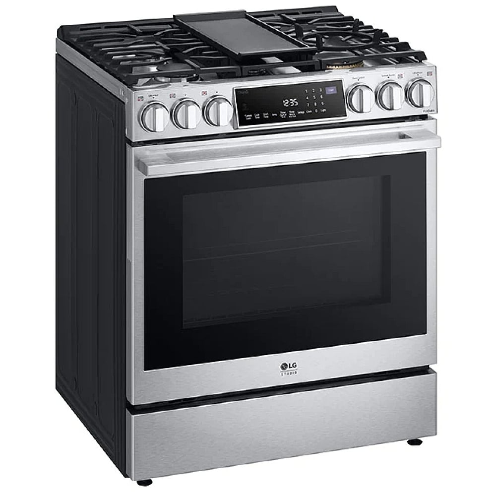 LG Studio LSGS6338F Gas Range, 6.3 cu. ft. Capacity, 30 inch Exterior Width, Self Clean, True Convection, Storage Drawer, Yes, 22,000 BTU Highest Burner, Stainless Steel colour