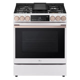 LG Studio Essence White 6.3 cu.ft. Gas Slide-in Range with InstaView LSGS6338N front view