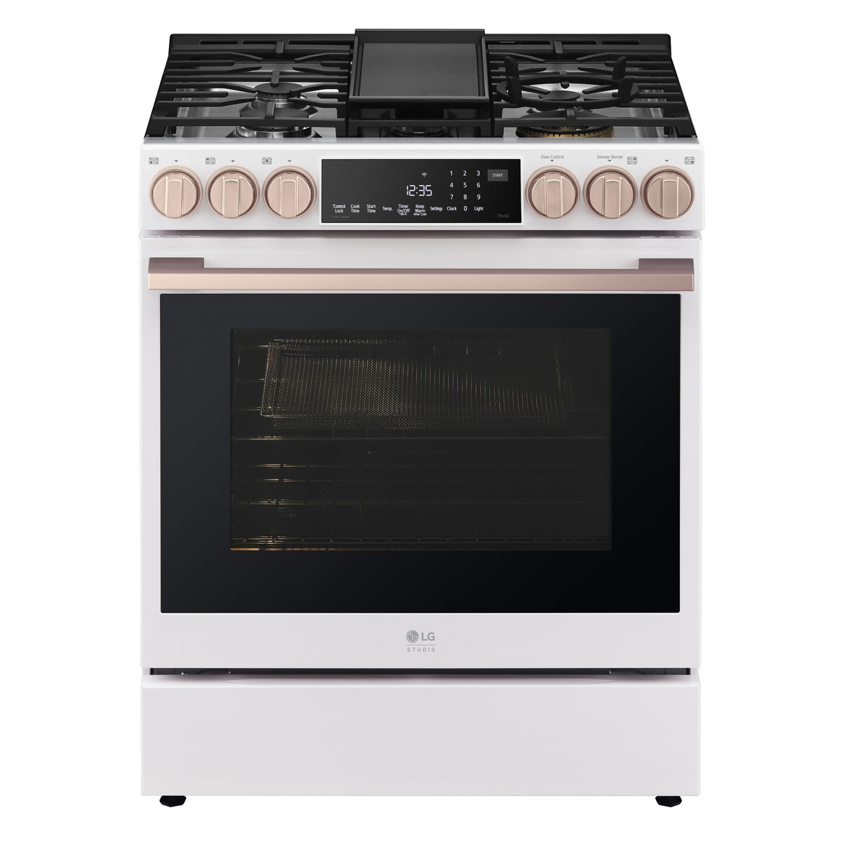 LG Studio Essence White 6.3 cu.ft. Gas Slide-in Range with InstaView LSGS6338N front view