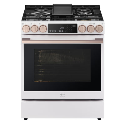 LG STUDIO Essence White 6.3 cu.ft. Gas Slide-in Ranges with InstaView® LSGS6338N