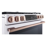 LG Studio Essence White 6.3 cu.ft. Gas Slide-in Range with InstaView LSGS6338N knobs view