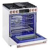 LG Studio Essence White 6.3 cu.ft. Gas Slide-in Range with InstaView LSGS6338N right angle open view