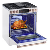 LG Studio Essence White 6.3 cu.ft. Gas Slide-in Range with InstaView LSGS6338N right angle open filled view